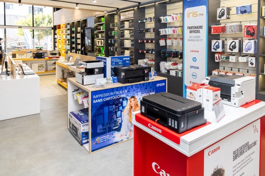 Le rayon imprimantes du magasin iris.ma